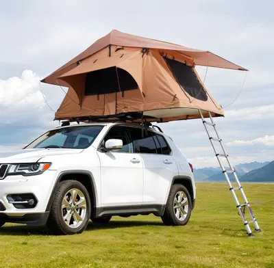 Produktbild von Dachzelt Hartschale für 2-3 Personen - Wasserdicht - Klappbar - Jeep SUV Truck - Campingzelt - Outdoor Abenteuer