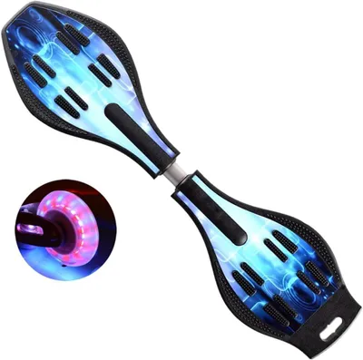 Productafbeelding van Waveboard Kinderen - Zwenkplank Skateboard - Straat Surfen - Lichtgevende Wielen - 87 x 232 cm - Blauw