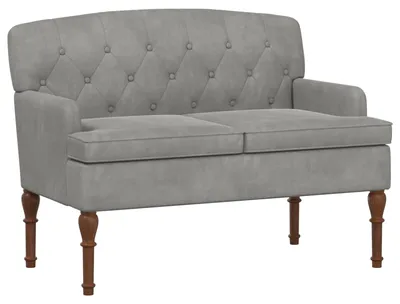 Zdjęcie produktu dla VidaXL Dwuosobowa sofa z ozdobnymi guzikami, jasnoszara, 111 x 65 x 79 cm, obita welurem