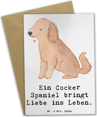 Produktbild von Mr. & Mrs. Panda Glückwunschkarte Liebe Cocker Spaniel - Weiß - Geschenk, kommunionskarte, liebevoller Begleiter, Hunderassen, dankeskarten, intelligenter Hund