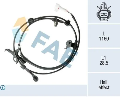 Produktbild von FAE ABS Sensor Raddrehzahl Vorne Rechts für TOYOTA Yaris Schrägheck (P13) 78572