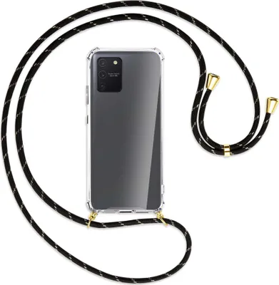 Produktbild von Handykette Backcover-Schutzhülle mit Band (Metall goldfarben) für Samsung Galaxy S10 Lite - schwarz/gold
