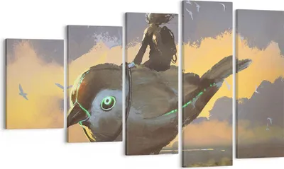 Produktbild von Bild auf Leinwand - Leinwandbild - Fantasie Vogel - 100x60cm - Wand Bild - Wanddeko - Wandbilder - Leinwanddruck - Bilder - Kunstdruck - Wanddekoration - Leinwand bilder - Wandkunst - EG100x60-3933