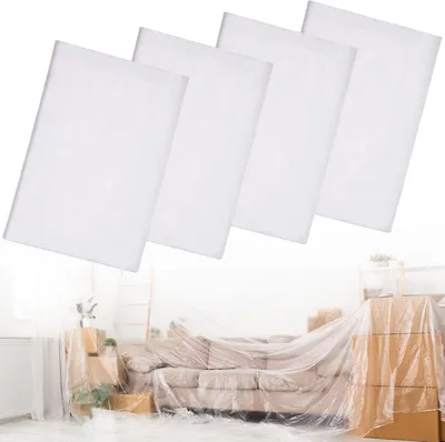 Imagen del producto de Láminas de plástico grandes, 4 unidades, de 4 x 5 metros, para trabajos de pintura