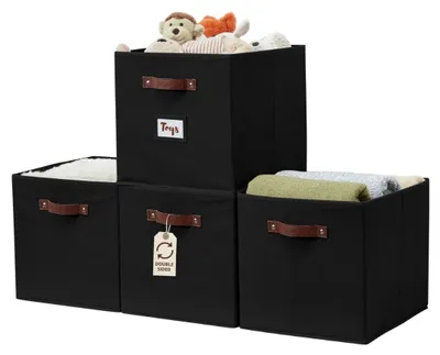 Aufbewahrungskorb 13x15x13 cm, 4er-Set, faltbare Boxen mit Etikettenhalter