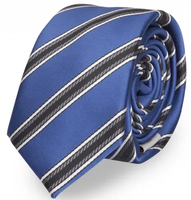 Produktbild von Fabio Farini - 1 Stück gestreifte Herren Krawatte - Tie mit Streifen in 6cm oder 8cm Breite Schmal (6cm), Navyblau/Anthrazit/Silber/Schwarz/Weiß