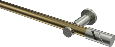 Produktbild von Interdeco Gardinenstange / Vorhangstange Messing Antik / Edelstahl-Optik, Typ Platon Zoena (Glitzerzylinder) ohne Ringe, 20 mm Ø 1-läufig, 180 cm
