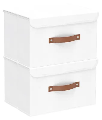 Produktbild von Zweiteilige, faltbare Aufbewahrungsbox mit Deckel, Kleiderorganizer, wasserdicht, weiß, 26 x 20 x 17 cm