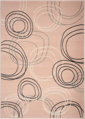 Imagen del producto de Alfombra de 80x150 cm, diseño "Circles", color rosa pastel, material: polipropileno BCF