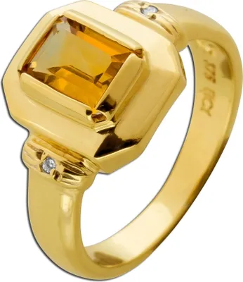 Produktbild von Citrin Ring Gold 375 9K gelber Edelstein Diamanten  16