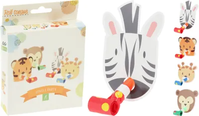 Produktbild von Tiermasken mit Partytröten für Kinder 8er Set Bunt
