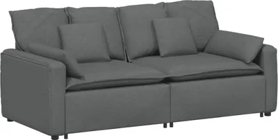 Image de vidaXL Canapé modulaire avec coussins gris foncé