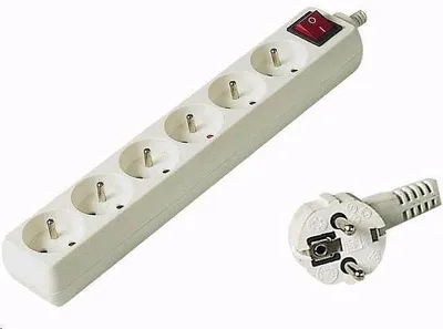 Obrázek produktu pro Prodlužovací přívod 230V, 10m, 6 zásuvek + vypínač