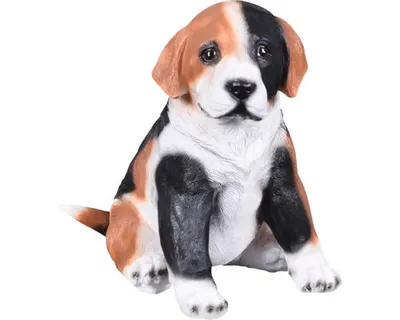 Image de Figurine de beagle de jardin assis 15 x 22 x 23 cm polyrésine