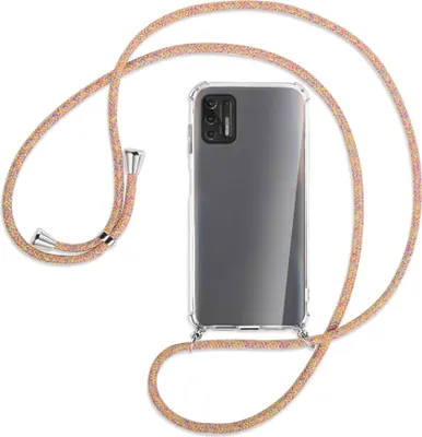 Produktbild von Handykette Backcover-Schutzhülle mit Band (Metall silberfarben) für Motorola Moto G Pro 2021 - Rainbow