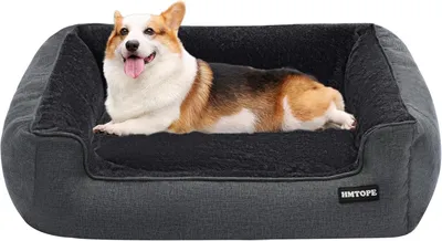 Produktbild von Hundekissen HMTOPE Hundebett, Hundesofa, Hundekissen, Hundehöhlenbett, abnehmbar und waschbar, dunkelgrau, 90 x 75 x 25 cm