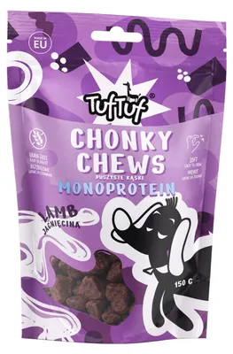 Obrázek produktu pro TufTuf | Chonky Chews – Pamlsky pro psy s ovčí masem – Sáček 150 g – Bez obilovin – Měkké – 60% podíl masa