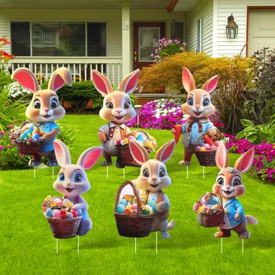Osterhasen-Dekoration, 6 Stück, wetterfest, 30 cm, für Garten und Terrasse