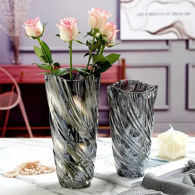 Immagine prodotto di Duscdesp vaso di fiori in vetro, 24 cm vaso di cristallo moderno grande vaso di vetro, nordico alto vasi di fiori grandi cespugli di tulipani vasi di vetro decorazione regalo per matrimonio, decorazione della tavola, festa di inaugurazione, festa della mamma