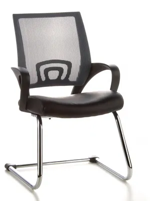 Produktbild von hjh OFFICE Freischwinger mit Armlehnen VISTO NET V Kunstleder/Netzstoff Stuhl für Büro Zuhause, Besucherstuhl Schwingstuhl bis 110 kg belastbar
