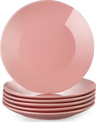 Image de Service de table en porcelaine, LOVECASA SWEET, lot de 6 assiettes à gâteau, lot d'assiettes à dessert, 21,5 x 21,5 x H 2,5 cm