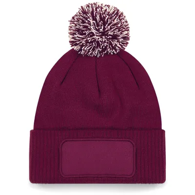 Produktbild von Beechfield Uni Bommelmütze Snowstar, bedruckbar BC4138 (Einheitsgröße) (Burgunder/Naturweiß)
