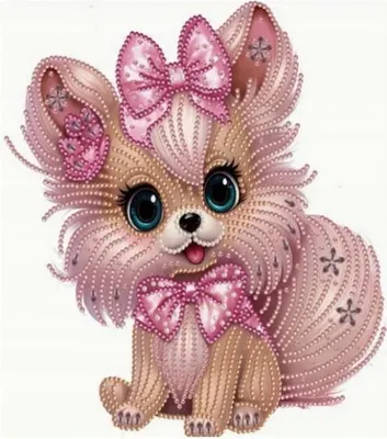 Image de NORIMPEX Peinture sur toile Diamant chien rose 23x30cm