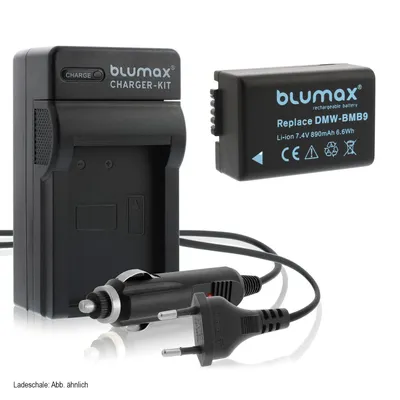 Produktbild von 1x Akku + Lader für Panasonic DMW-BMB9 Lumix DMC-FZ150, DC-FZ82 890 mAh