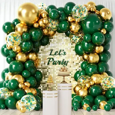 Immagine prodotto di Ghirlanda di palloncini verde scuro e oro, set da 108 palloncini in lattice