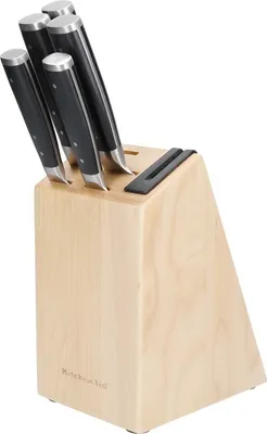 Produktbild von Messerset, 5-teilig - Hochwertiger japanischer Kohlenstoffstahl - Birkenholzblock - KitchenAid