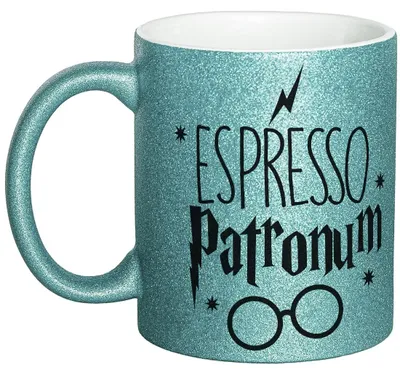 Glittermok Espresso Patronum 325 ml Keramikbecher hellblau