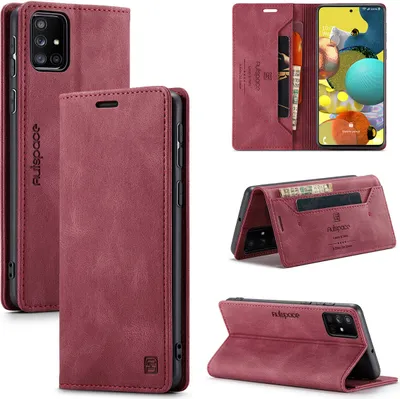 Obrázek produktu pro Galaxy A51 Wallet Case, RetroPolyuretankožené pouzdro Stand Protective Cover pro Samsung Galaxy A51 Red
