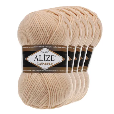 5 x 100g Strickgarn ALIZE Lanagold pfirsichcreme