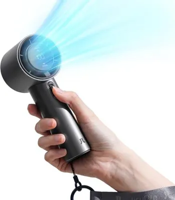 Produktbild von Jisulife Tragbarer Handheld-Lüfter, einstellbare Geschwindigkeit (1-100), Turbo Mini wiederaufladbar 5000 mAh Batterie, Metallgehäuse, digitales Displ