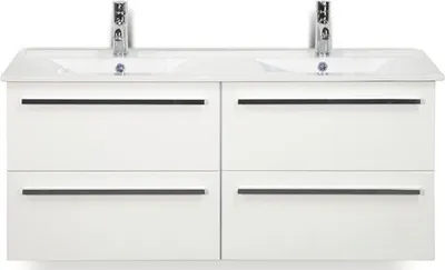 Produktbild von Doppelwaschbecken mit Unterschrank Sanox SEVILLE BxHxT 121x52x46 cm Frontfarbe weiss 81708901