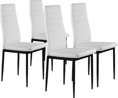 Obrázek produktu pro ModernHome KE01 Sada 4 jídelních židlí, , ergonomická opěrka, bílá