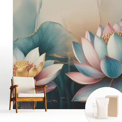 Produktbild von Fototapete  - 250x250 cm - Tapete - Wandtapete - Wandbilder - Dekofolie - Tapete Folie - Wand - Dekoration - Wohnzimmer - Lotusblumen der Harmonie