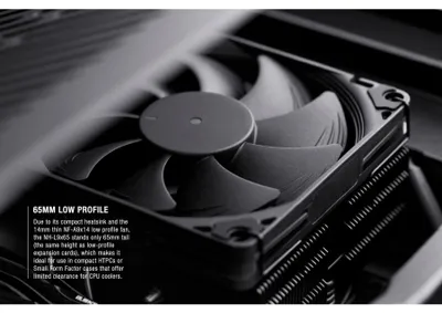 Produktbild von Noctua NH-L9X65 CHROMAX.BLACK, Kühlkörper/Radiator, 9,5 cm, 600 RPM, 2500 RPM, 57,5 m³/h, Schwarz