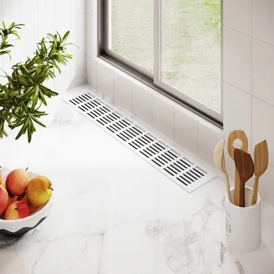 Produktbild von Lüftungsgitter Weiß RAL9016 b 100mm x L 200mm Aluminium Stegblech Heizungsabdeckung Türgitter