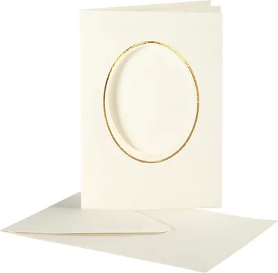 Obrázok produktu pre Creativ Company CC karty a obálky passe-partout oválne s okrajom 10,5x15 cm krémovo biele 10 ks