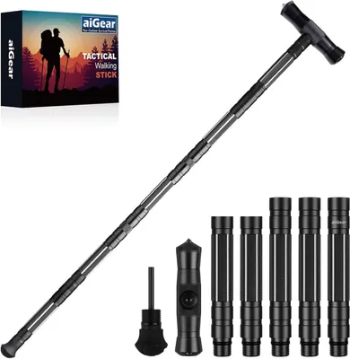 Imagen del producto de Bastones de trekking fabricados con aluminio anodizado mediante mecanizado CNC, ajustables, de 5 secciones, ultraligeros, ideales para senderismo