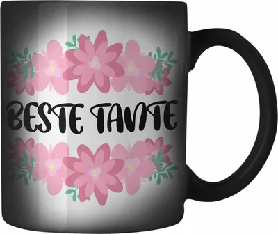 Produktbild von Trendation - Beste Tante Farbwechsel Zauber-Tasse Geschenk Lustig Spruch - Beste Tante - Karabiner Farbwechsel Zauber-Tasse Edelstahl Lieblingstante Geschenkidee (Schwarz)