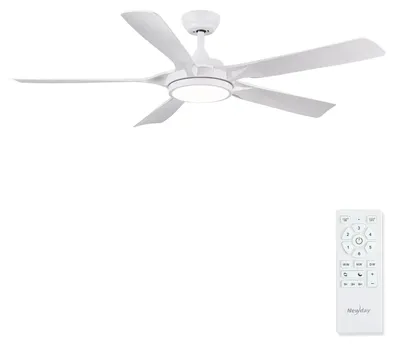Imagen del producto de Ventilador de techo de 142 cm, color blanco, con iluminación LED regulable y 5 aspas