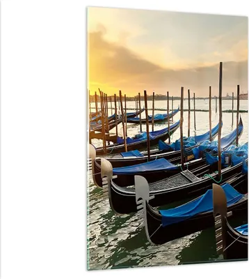 Produktbild von Bilder auf glas - Einteilig - Venedig Gondel - 80x120cm - Glasbilder - Wandbilder - Bilder - zum Aufhängen bereit - Wanddekoration aus Glas - Glas Bilder - Wandbild auf Glas - GPA80x120-3531