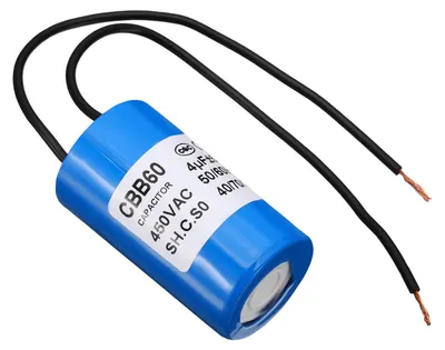 CBB60 Kondensator 4 µF, AC 450 V, 2 Drähte, 50/60 Hz, blau