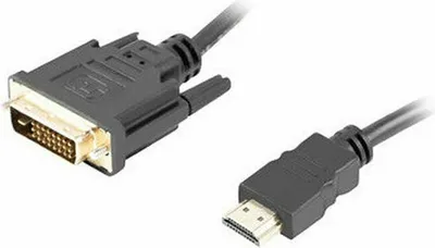 Zdjęcie produktu dla Lanberg CA-HDDV-20CU-0018-BK, 1,8 m, HDMI Typu A (Standard), DVI-D, Męska, Męska, Prosty