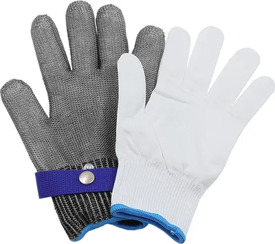 Obrázek produktu pro Rukavice odolné proti pořezání Ochrana rukou Pohodlné prodyšné rukavice z nerezové oceli a nylonu pro řeznické práce s elektrickou pilou 2XL 26,5 cm/10,43 palce