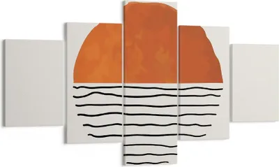Produktbild von Bild auf Leinwand - Leinwandbild - 5 Teile - Modern Sonne Meer - 125x70cm - Wand Bild - Wanddeko - Wandbilder - Leinwanddruck - Bilder - Wanddekoration - Leinwand bilder - Wandbild - EA125x70-4512