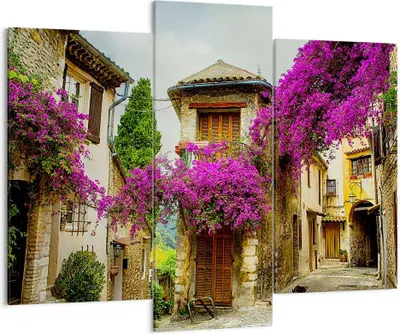 Produktbild von Bild auf Leinwand - Leinwandbild - Straße Sommer Blumen - 130x100cm - Wand Bild - Wanddeko - Leinwanddruck - Bilder - Kunstdruck - Wanddekoration - Leinwand bilder - Wandkunst - CB130x100-3589