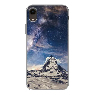 Produktbild von MuchoWow® Handyhülle Schutzhülle Hülle für iPhone XR Berge - Sterne - Universum - Jungen - Mädchen - Kinder Silikon Softcase Handy Hülle - Schutzdeckel